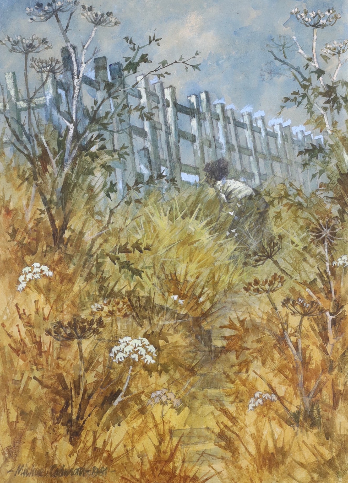Michael Cadman (1920-2022), watercolour, 'Coastal path in high summer', signed and dated 1981, 47 x 34cm